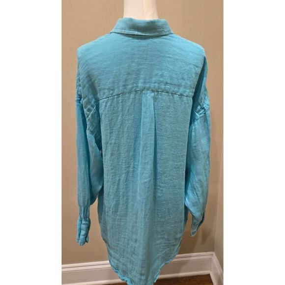 Vitamin A Playa Linen Gauze Oversized Shirt XS Long Sleeves Mid-Weight - Picture 6 of 11